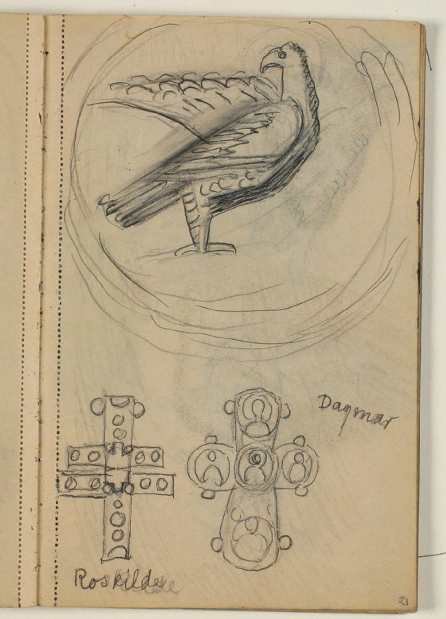 Studio di uccello e due croci, probabilmente da un modello da Niels Larsen Stevns