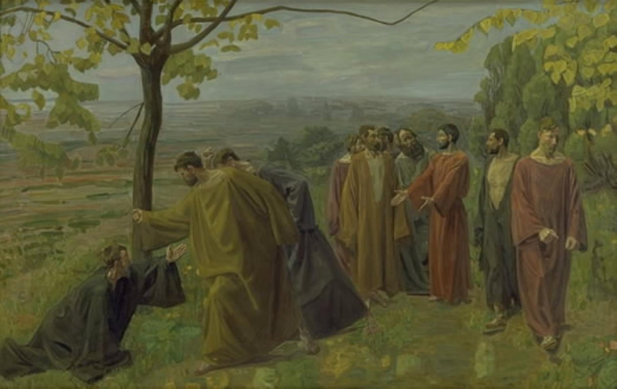 Il cieco al bordo della strada implora Gesù di mostrargli misericordia da Niels Larsen Stevns