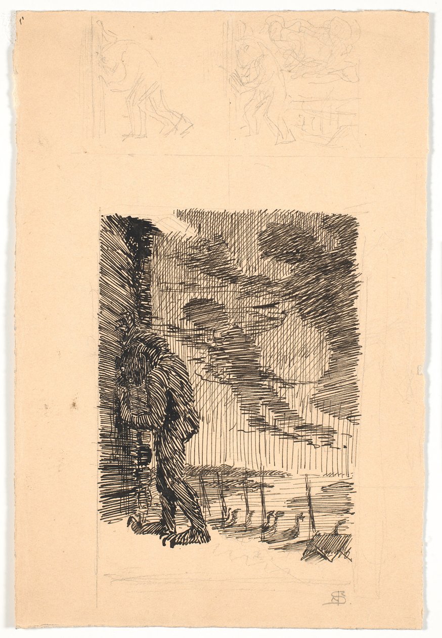 Il troll Grendel spia attraverso la fessura di Hjorthal da Niels Skovgaard