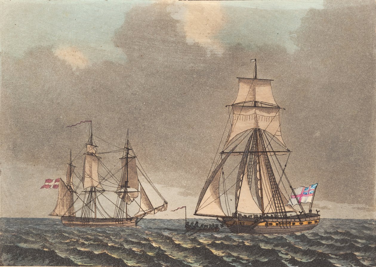 Un corsaro inglese ispeziona una nave danese che si avvicina da Niels Truslew