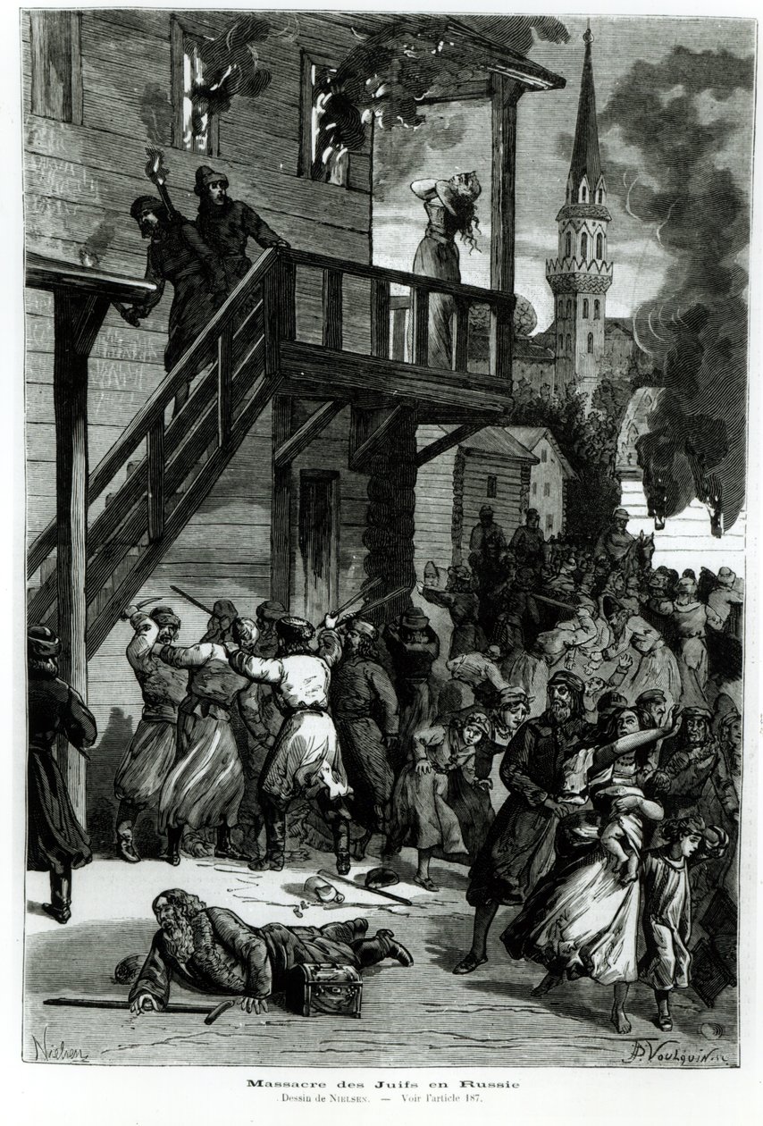 Massacro degli Ebrei in Russia, inciso da Gustave Voulquin da Le Journal Illustré, giugno 1881 da Nielsen