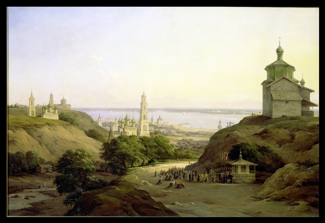 Veduta di Yuryevets, sul Volga, 1851 da Nikanor Grigor