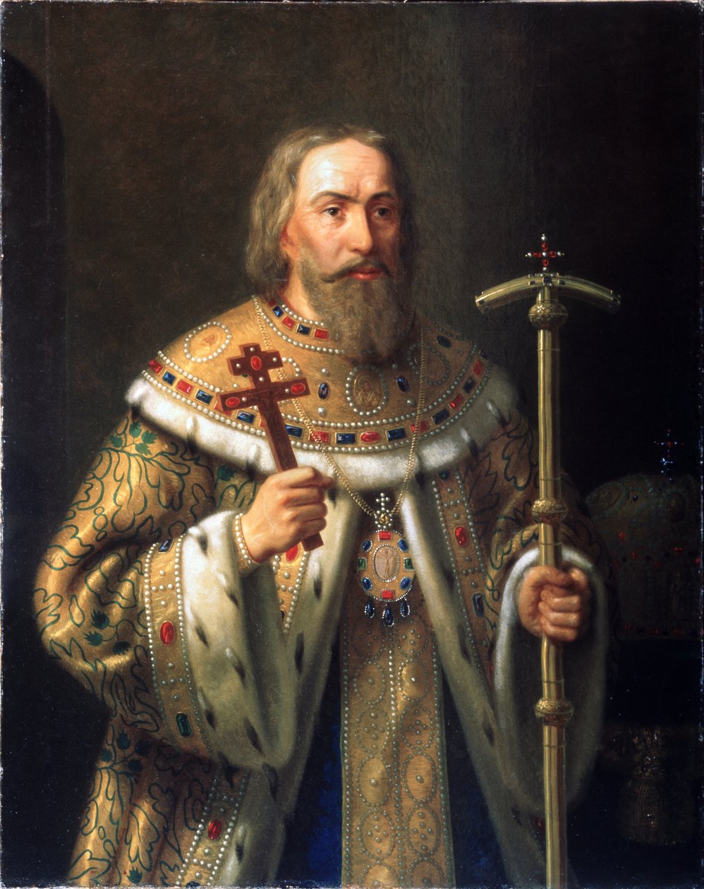 Ritratto del Patriarca Filarete di Mosca Fëdor Nikitič Romanov 1553-1633, metà del XIX sec. da Nikanor Leontievich Tiutriumov