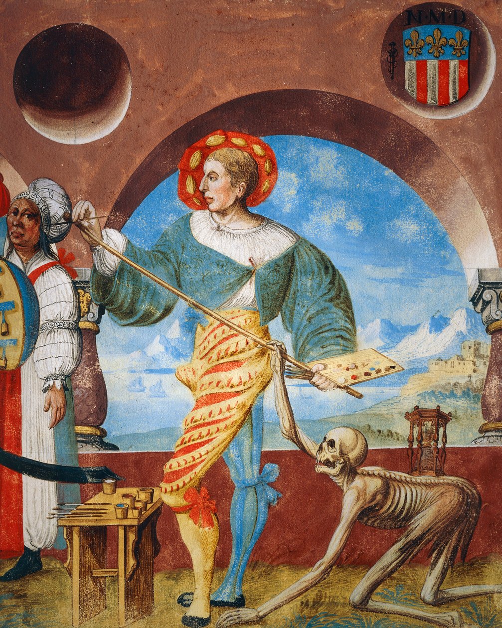 La morte che tira il pennello dal pittore (dettaglio) da Niklaus Manuel
