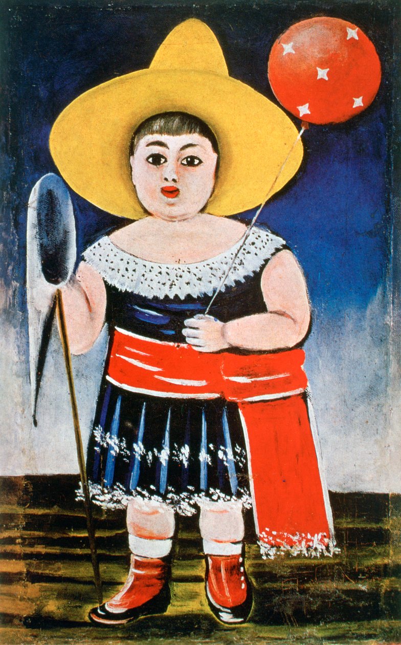 Bambina con palloncino decorato, c1885-1918 da Niko Pirosmanishvili