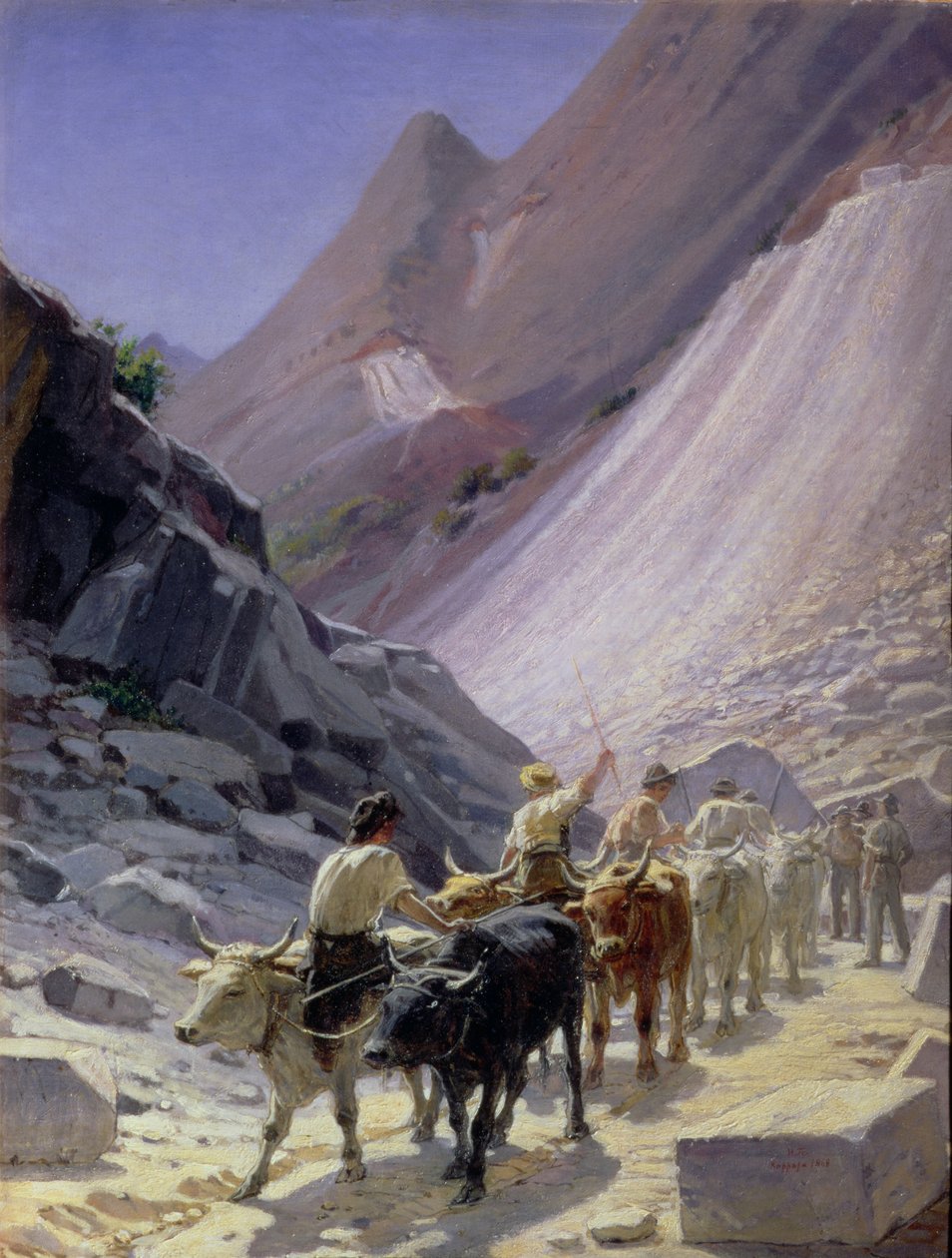 Trasporto di marmo a Carrara, 1868 da Nikolai Nikolaevich Ge
