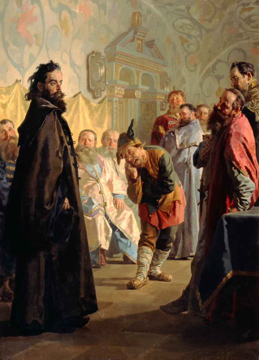 Il boiardo disonorato e un giullare, 1891 da Nikolai Vasilievich Nevrev