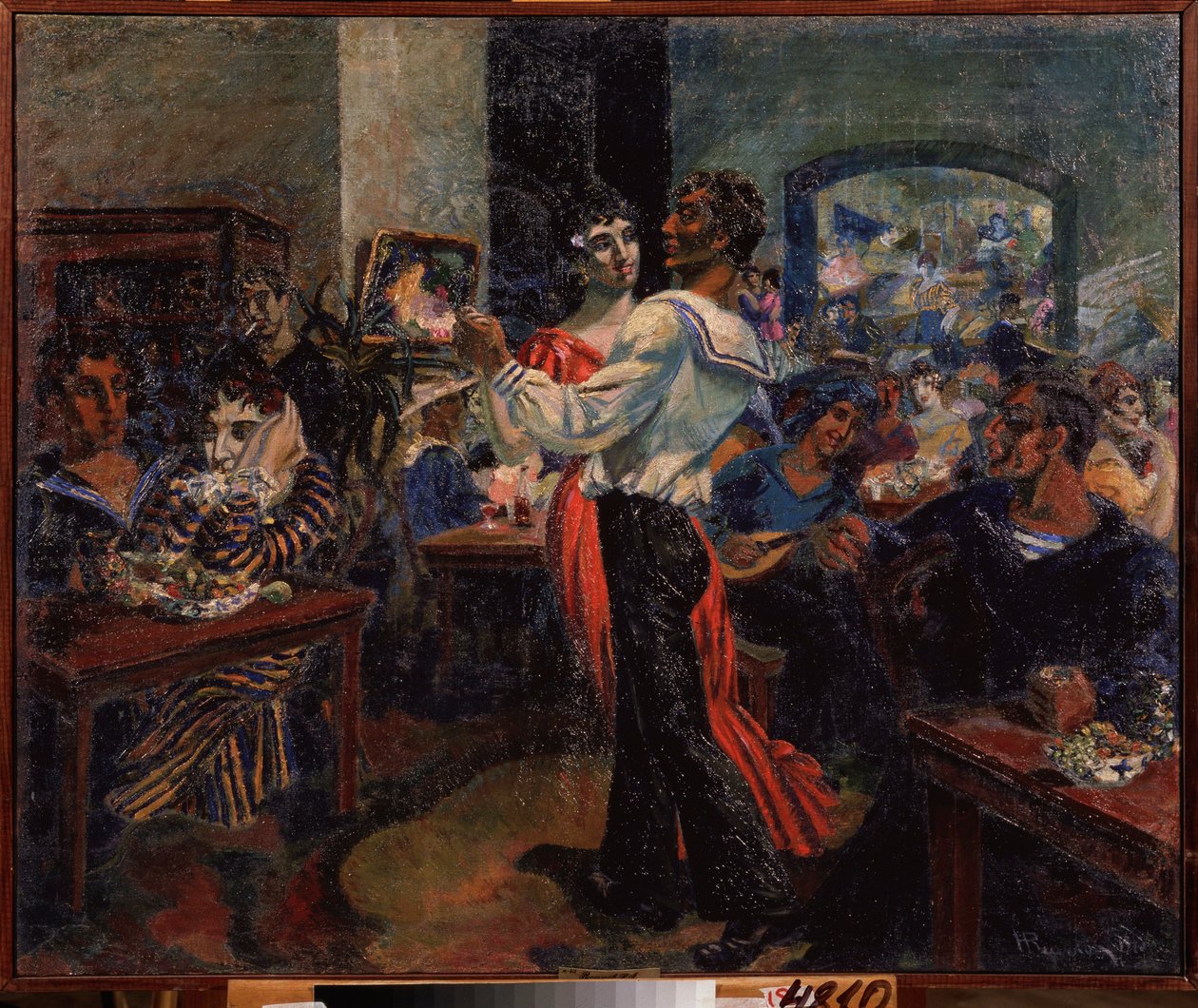 Un bar di marinai. Dipinto di Nikolai Afanasyevich Rusakov (1888-1941) da Nikolai Afanasyevich Rusakov