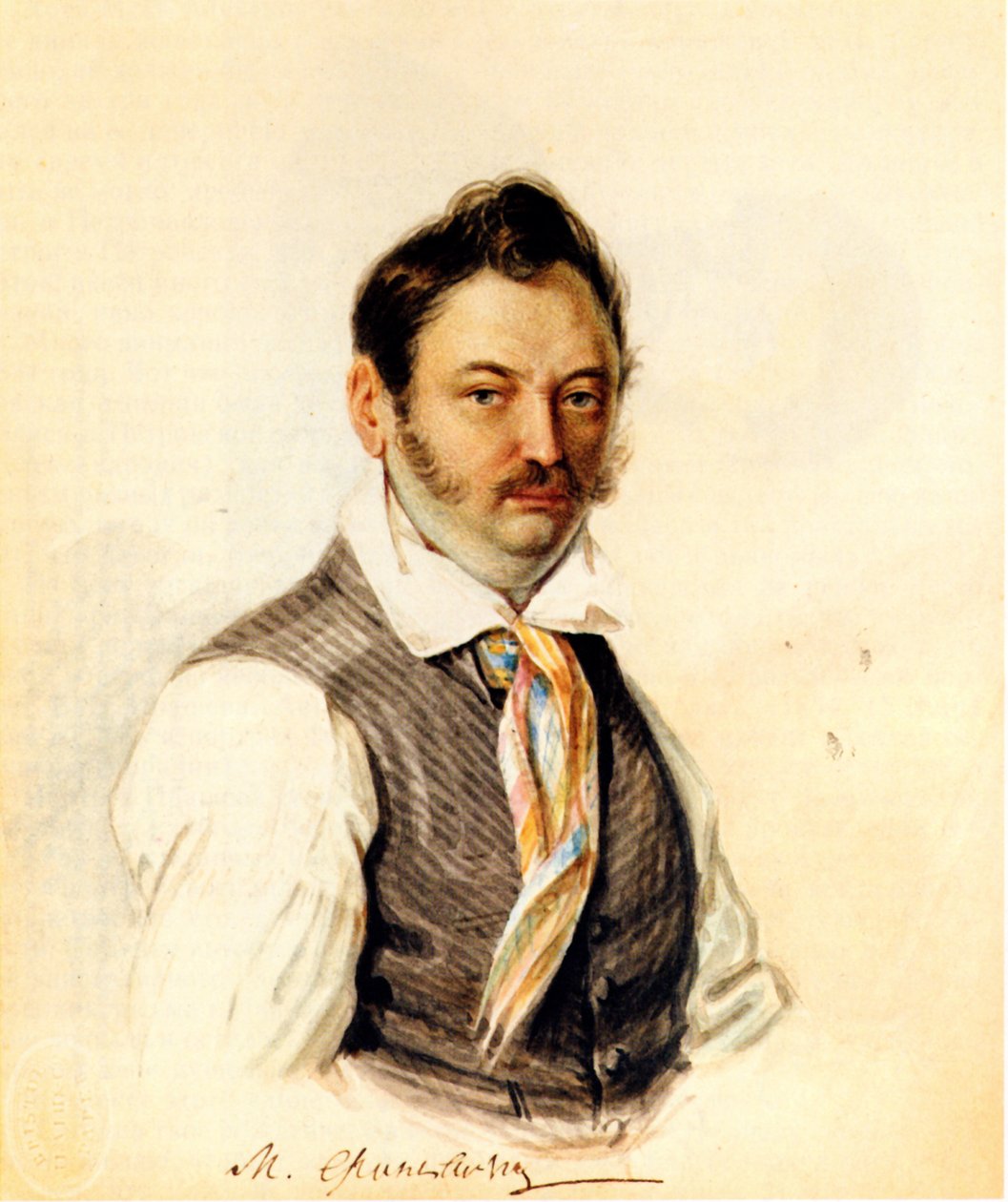 Ritratto del decabrista Fonvizin Michail A. Fonvizin 1787-1854, 1834 da Nikolai Alexandrovich Bestuzhev