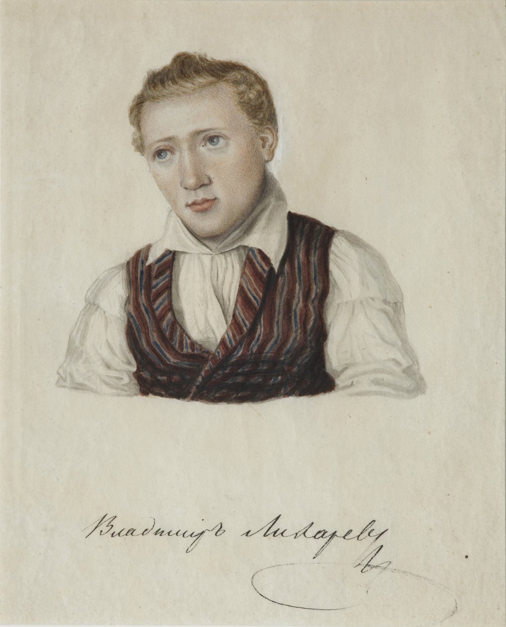 Ritratto del decabrista Vladimir Nikolayevich Likharev 1803-1840, 1828 da Nikolai Alexandrovich Bestuzhev