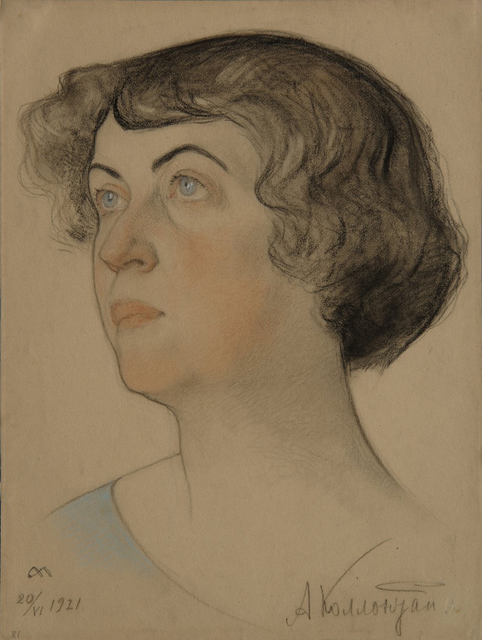 Ritratto di Alexandra Mikhailovna Kollontai 1872-1952, 1921 da Nikolai Andreevich Andreev