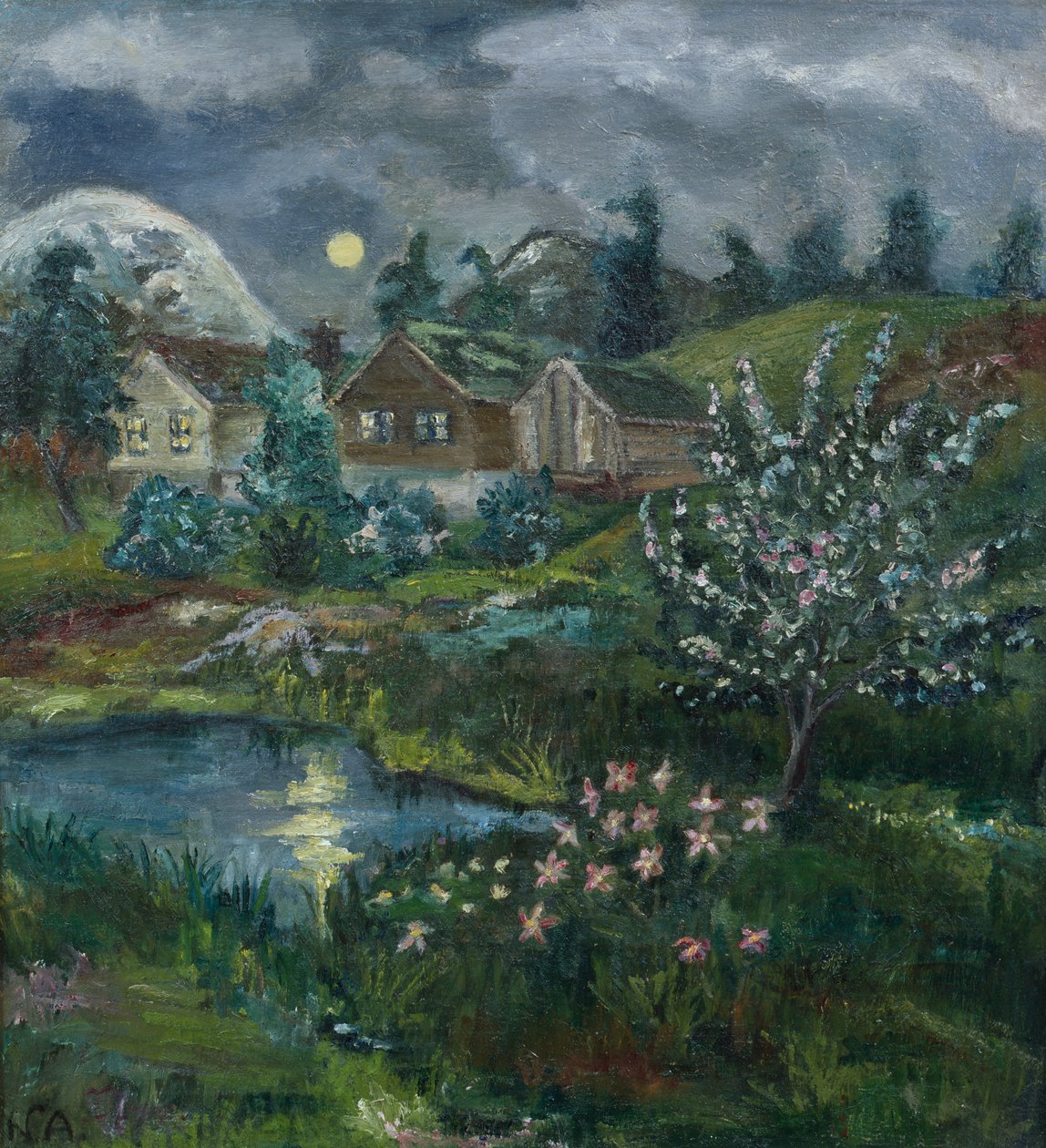 Notte di primavera con luna piena da Nikolai Astrup