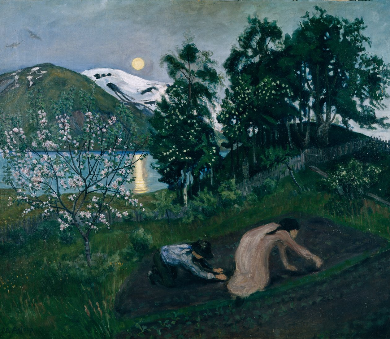Notte di primavera nel giardino da Nikolai Astrup
