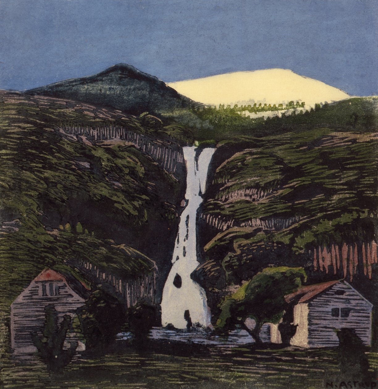 Cascata e ghiacciaio da Nikolai Astrup
