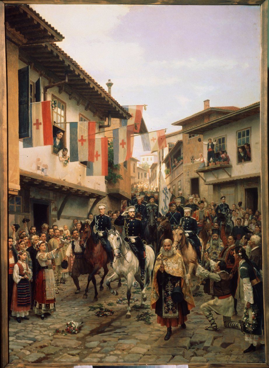 Guerra russo-turca del 1877-1878: Il Granduca Nicola Nikolaevich di Russia a Veliko Tarnovo il 03/06/1877 in Bulgaria da Nikolai Dmitrievich Dmitriev Orenburgsky