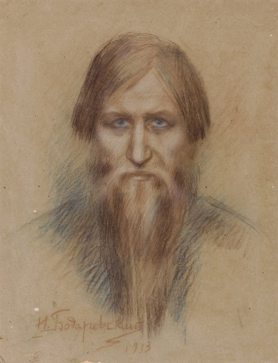 Ritratto del mistico russo Grigory Rasputin 1869-1916, 1913 da Nikolai Kornilovich Bodarevsky
