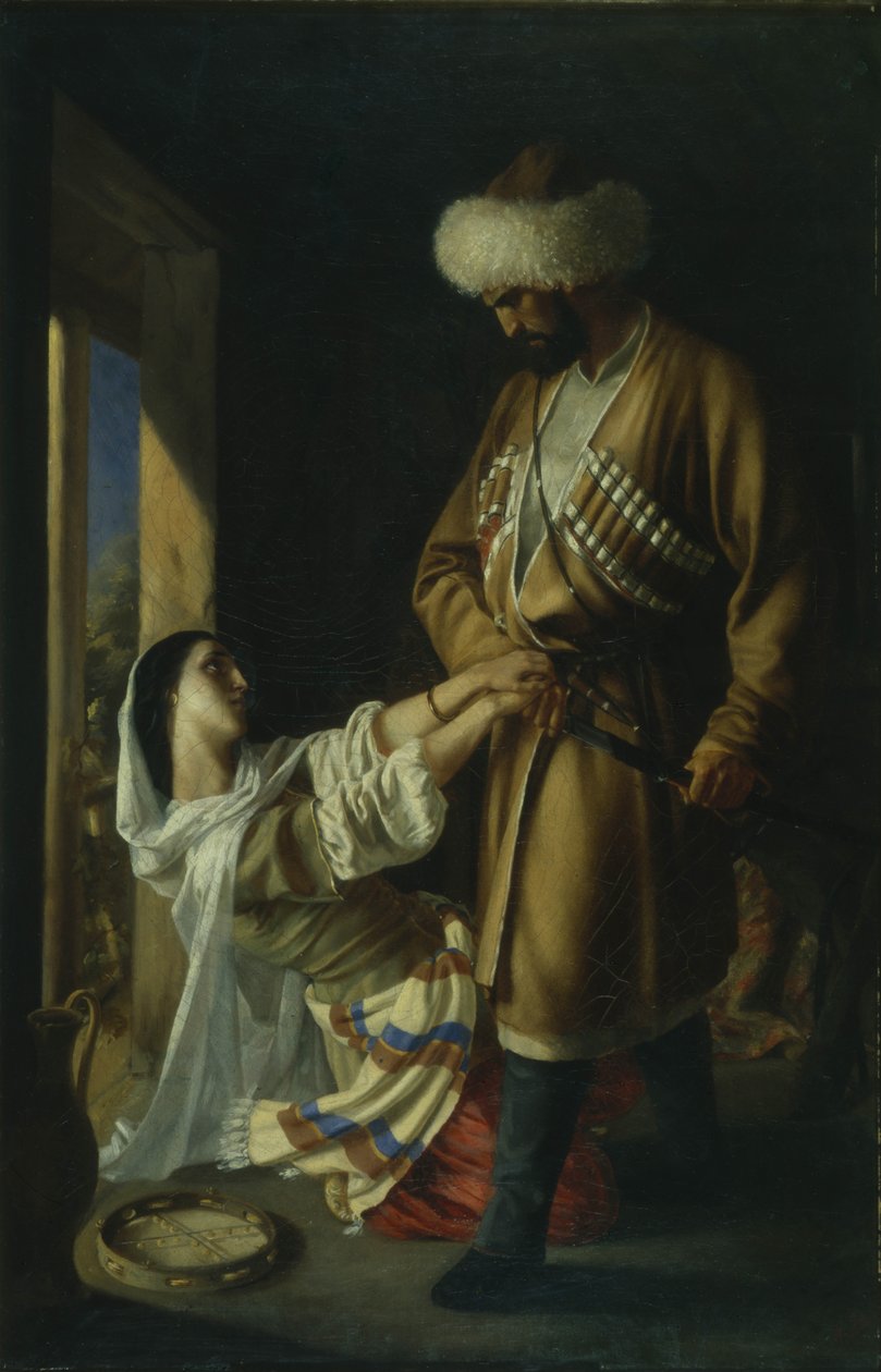 Leila e Khadji Abrek dopo la poesia di M. Lermontov, 1852 da Nikolai Nikolayevich Ge