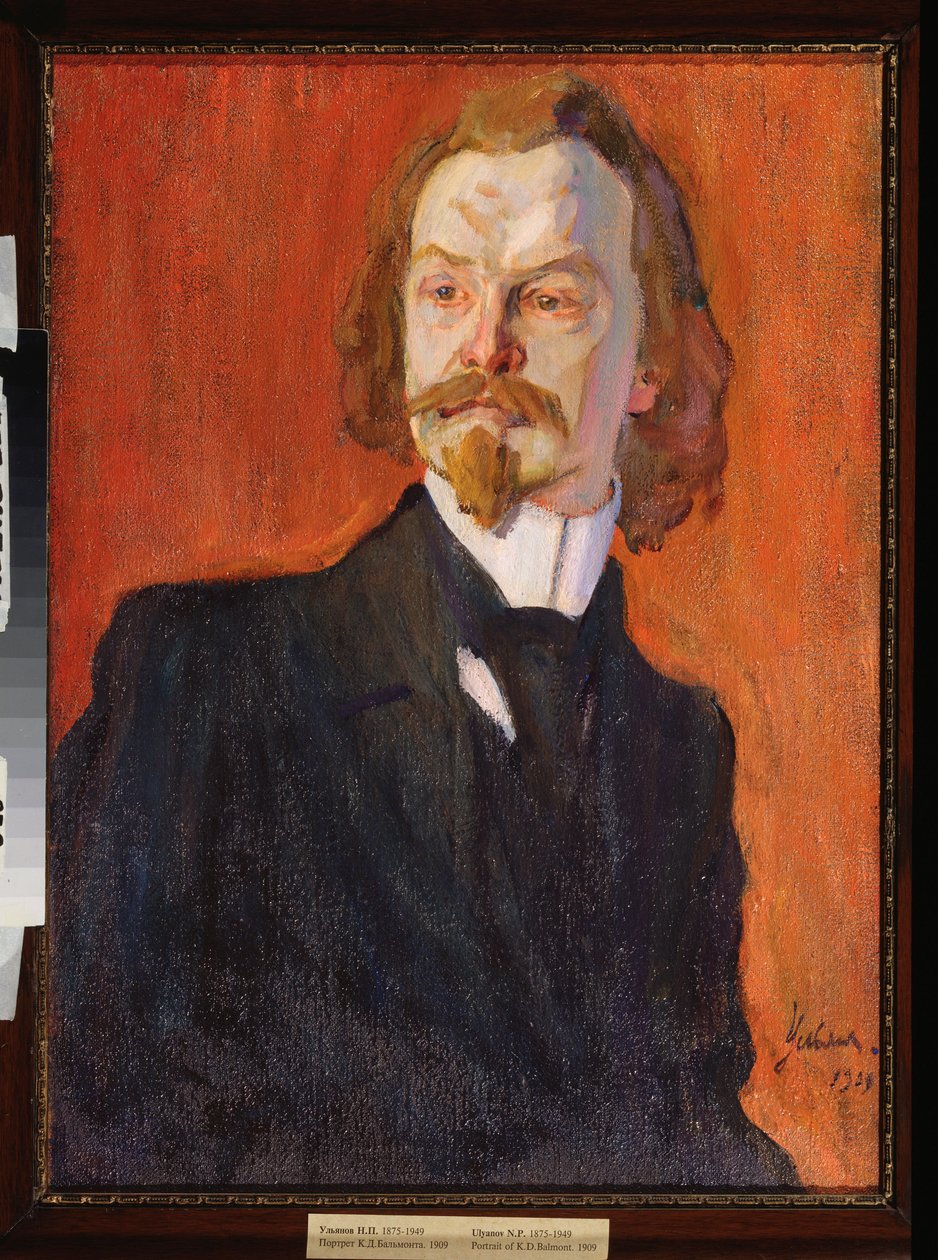 Ritratto del poeta Konstantin Balmont (1867-1942) - Dipinto di Nikolai Pavlovich Ulyanov (1875-1949) da Nikolai Pavlovich Ulyanov