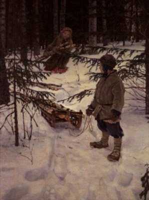 Raccolta di legna da ardere, Russia da Nikolai Petrovich Bogdanov Belsky