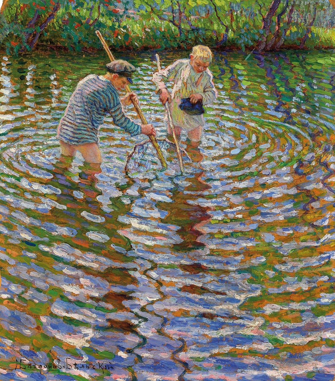 Giovani Ragazzi che Pescano Gamberi da Nikolai Petrovich Bogdanov Belsky