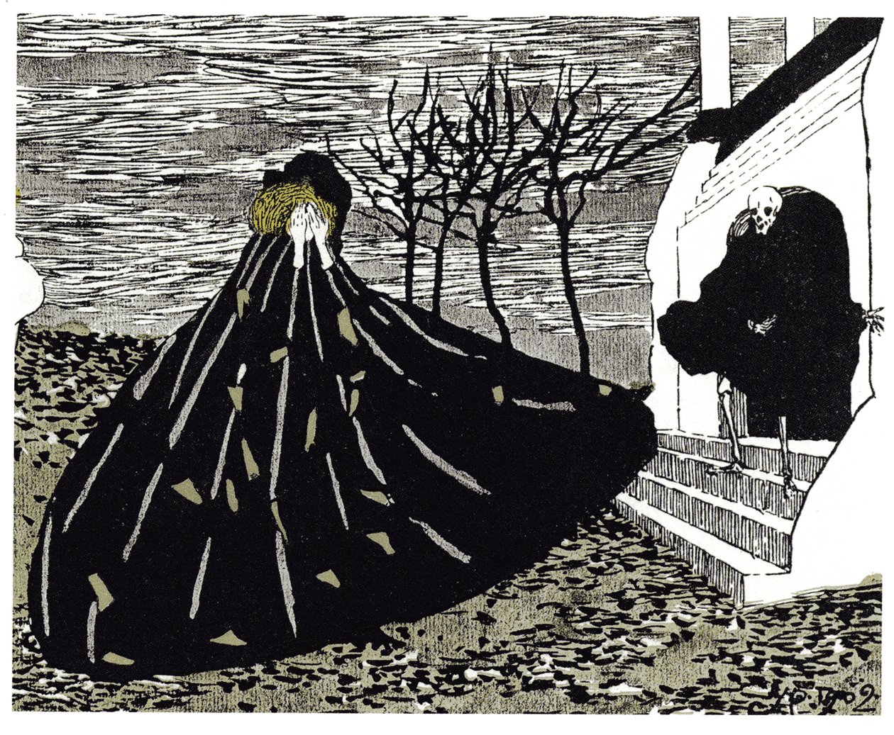 Illustrazione autunnale per la rivista Mir Iskusstva da Nikolai Petrovich Feofilaktov