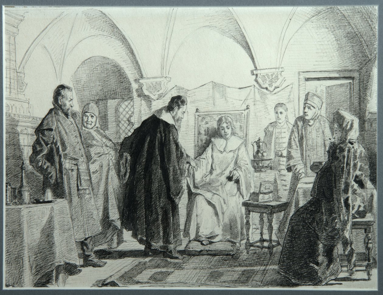 Maria Ivanovna Khlopova, la sposa dello Zar Michail Fyodorovich, 1884 da Nikolai Vasilyevich Nevrev