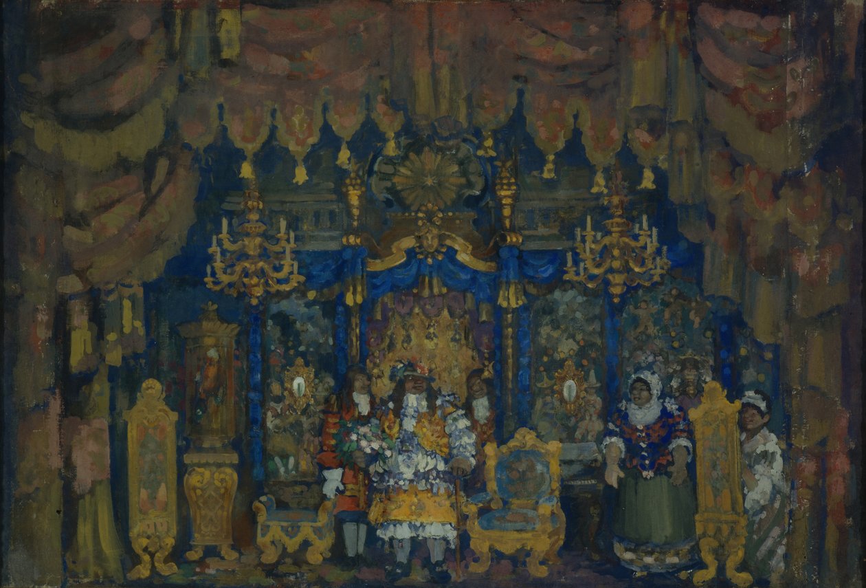 La stanza di Jourdain. Scenografia per la commedia Il borghese gentiluomo di J.-B. Molière, 1911 da Nikolaj Nikolaevic Sapunov