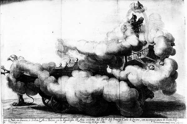 Una carrozza trainata da grifoni e guidata da Carlo di Loreno, inciso da Gerard Bouttats (n.1630) da Nikolaus van Hoy