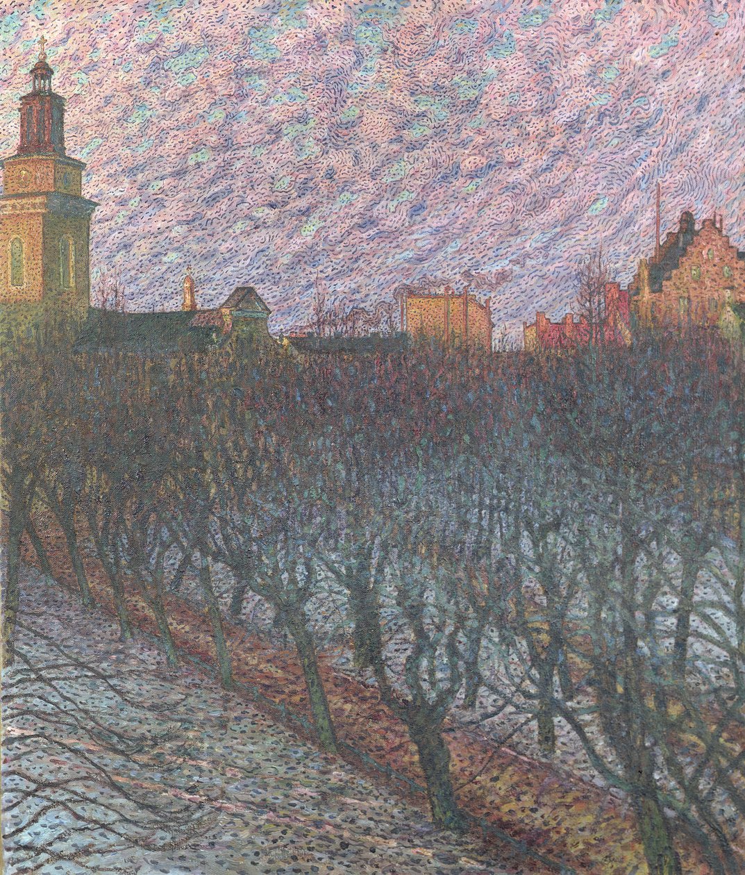 Sole della sera sulla Chiesa di Maria Maddalena a Stoccolma, 1902 da Nils Kreuger