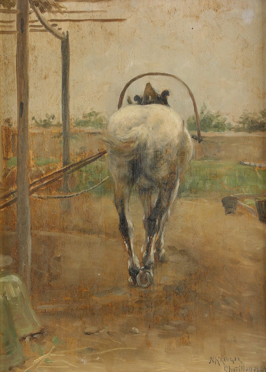 Lavoro - cavallo che tira una macchina da trebbiatura da Nils Kreuger