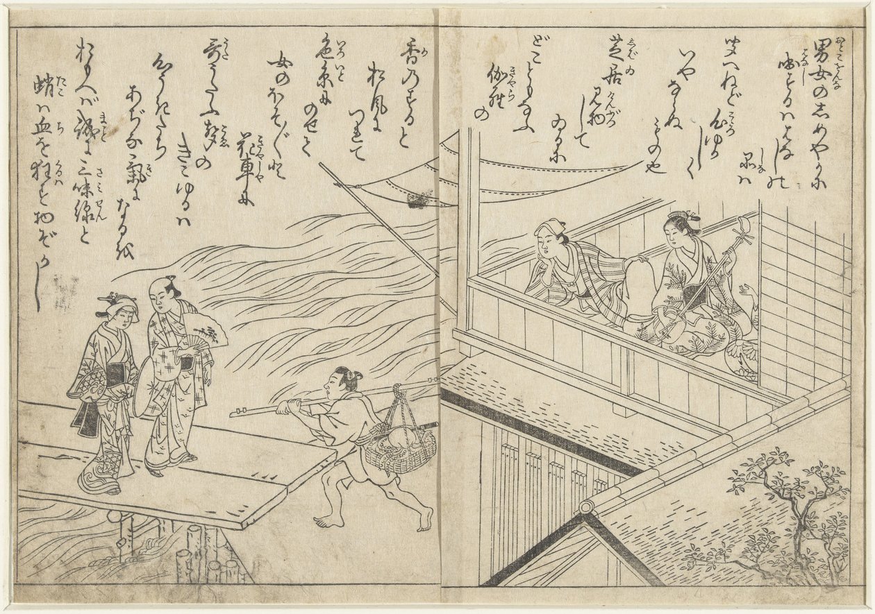 Casa da tè lungo un fiume da Nishikawa Sukenobu (attributed to)
