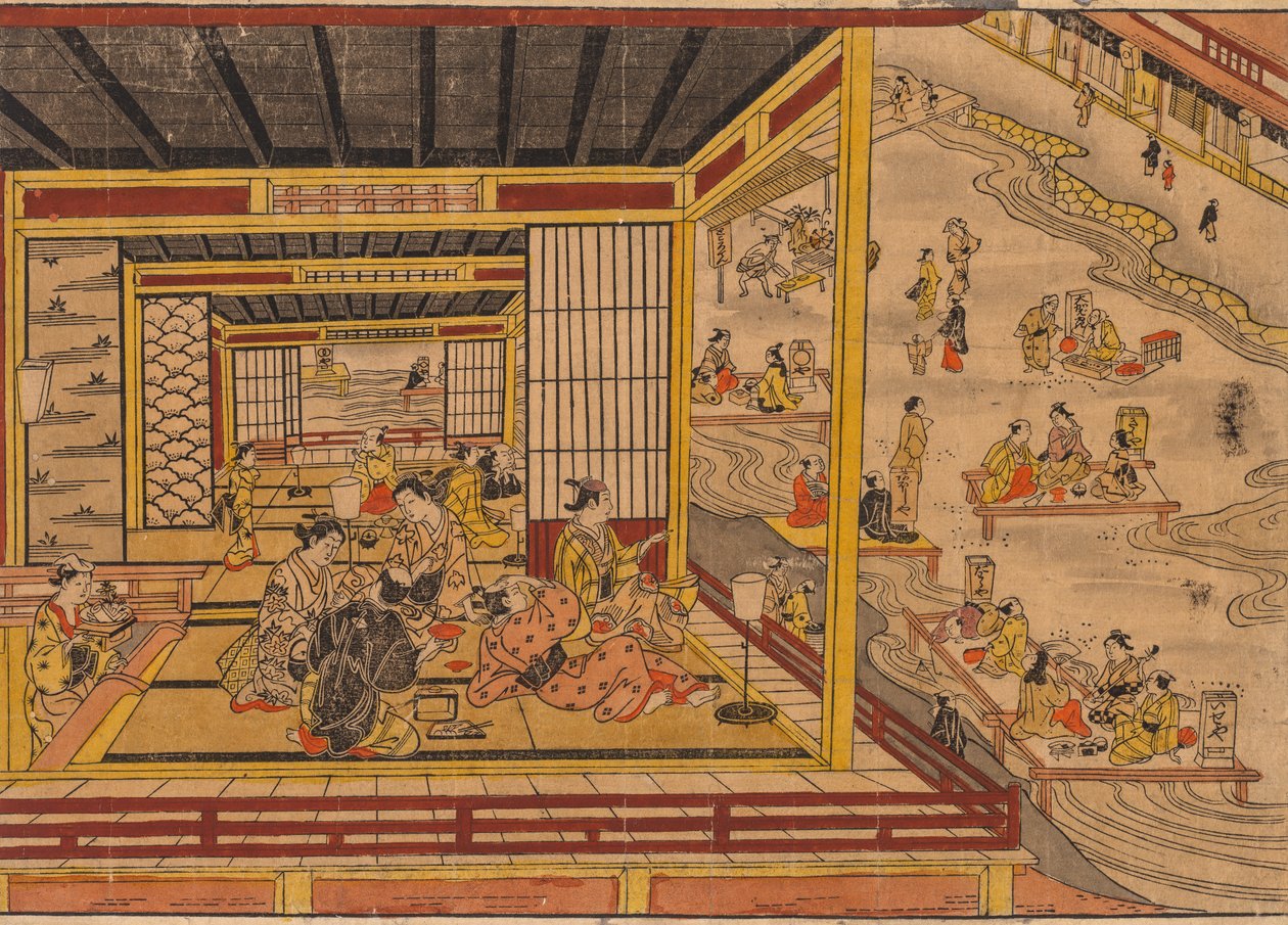Casa da tè accanto al fiume Kamo a Kyoto da Nishimura Shigenaga