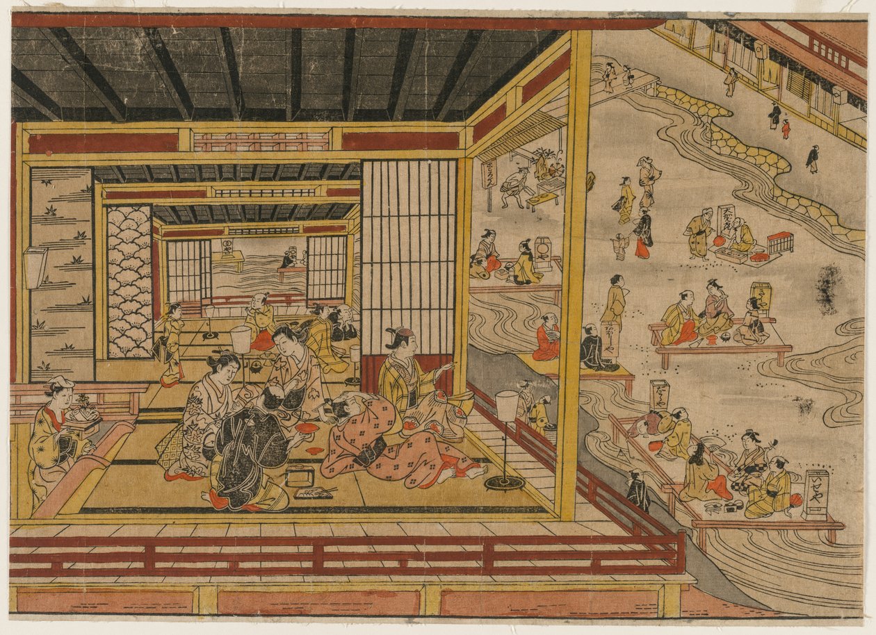 Casa da tè accanto al fiume Kamo a Kyoto da Nishimura Shigenaga