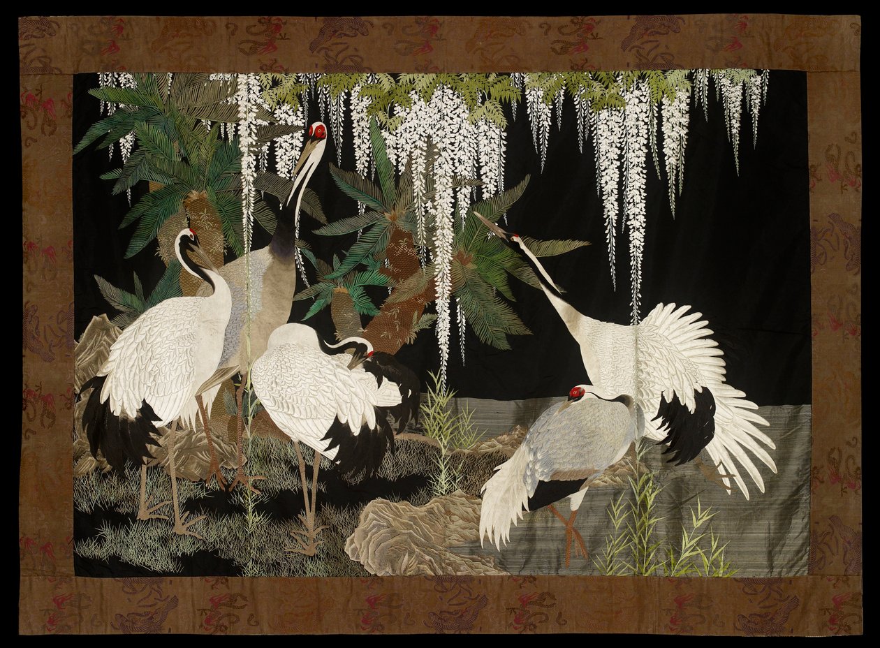 Gru, cicadi e glicine, c. 1905 da Nishimura Sozaemon