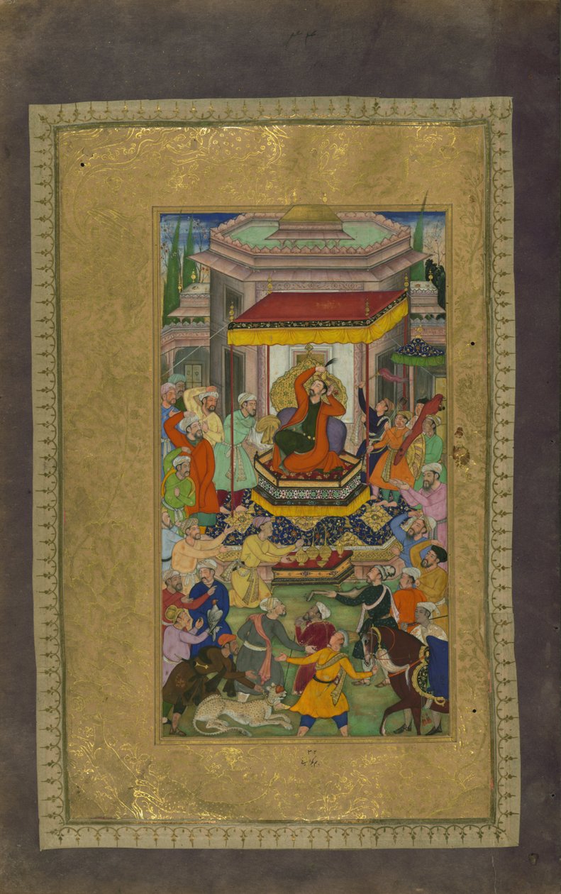 Alessandro Magno sul trono a Persepoli da Nizami Ganjavi