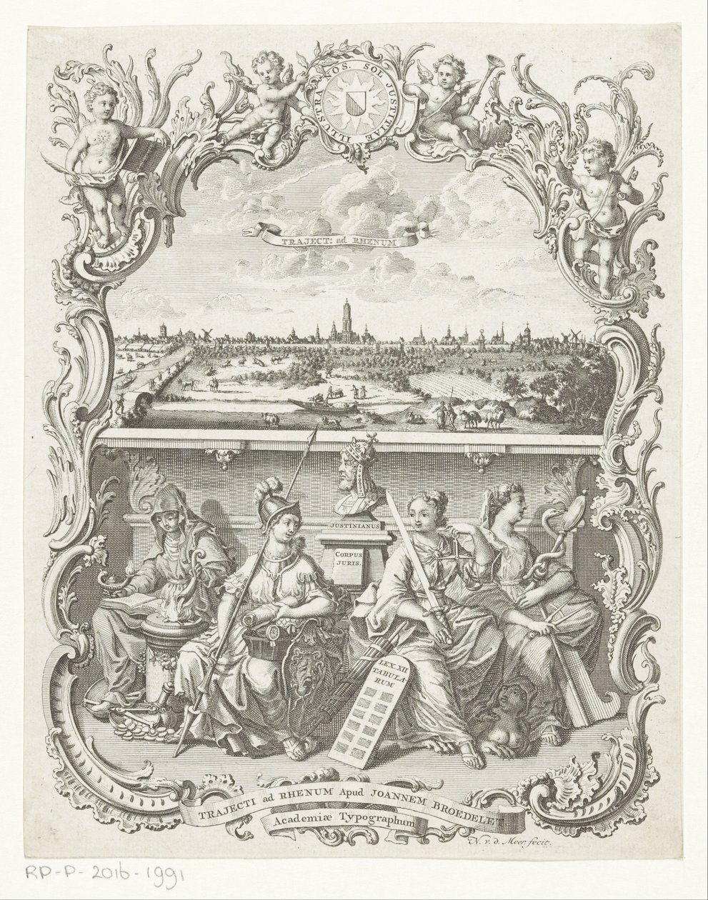 Veduta di Utrecht e allegoria con Minerva e virtù da Noach van der Meer (I)