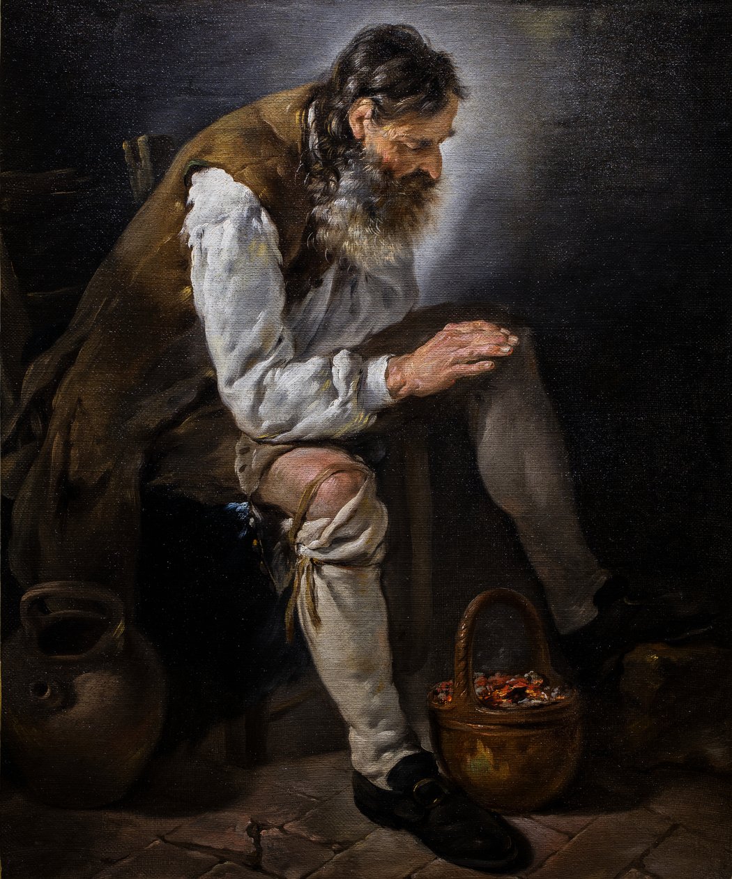 Inverno. Vecchio che si scalda le mani al braciere, 1747 circa (olio su tela) da Noel Halle
