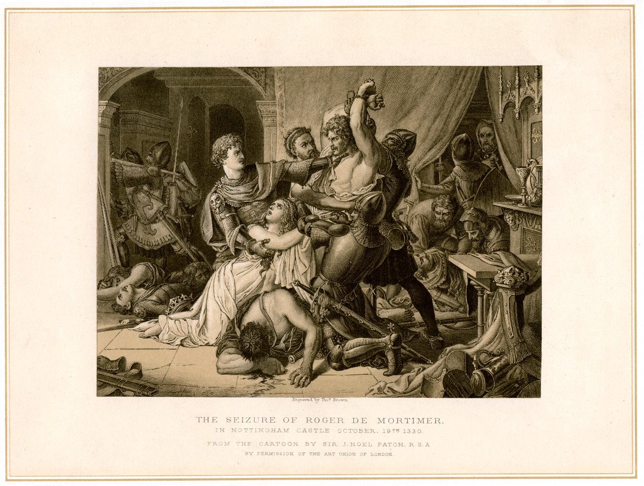 La cattura di Roger de Mortimer 1287-1330 al castello di Nottingham, XIX secolo da Noel Paton
