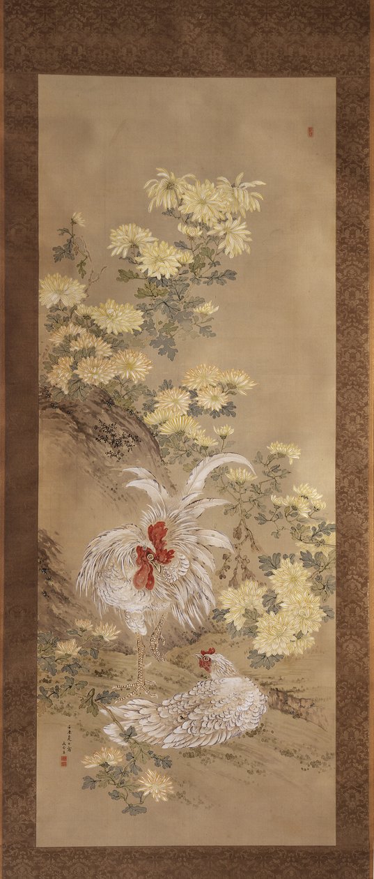 Polli e crisantemi da Noguchi Yukoku