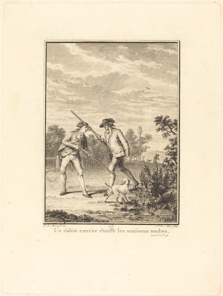 Un violento esercizio soffoca i sentimenti teneri da Noël Le Mire after Jean Michel Moreau