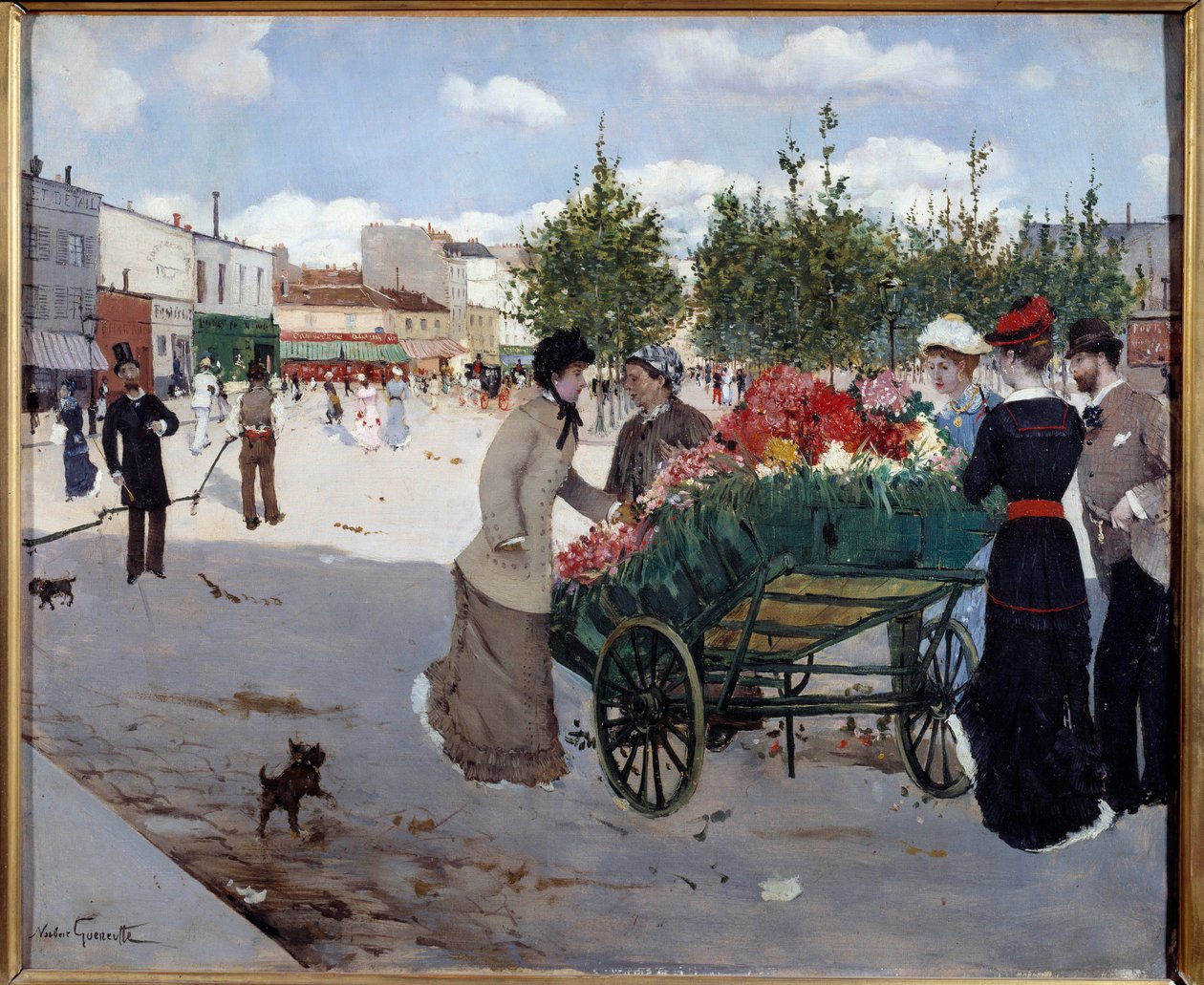 Fioraio sul Boulevard Rochechouart a Parigi (Marché de la Madeleine) da Norbert Goeneutte