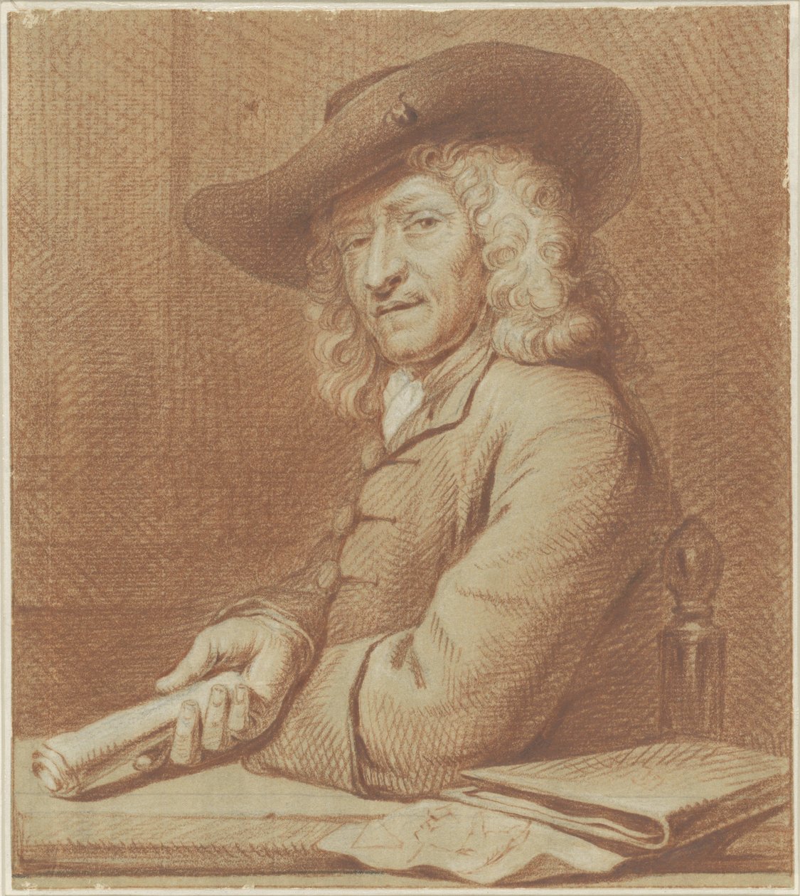 Ritratto del disegnatore Jan Pietersz. Zoomer, con cappello e rotolo di carta da Norbert van Bloemen
