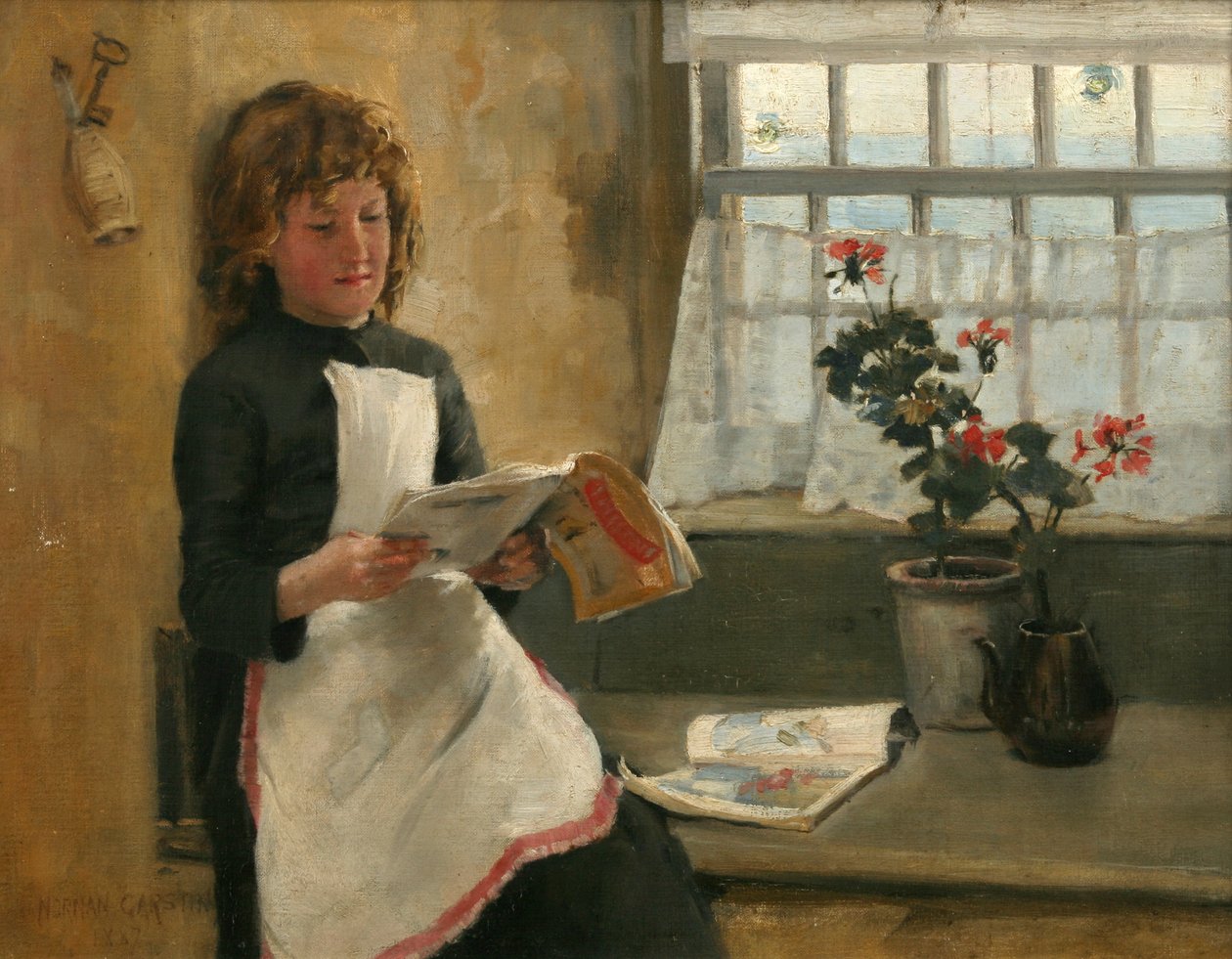 Ragazza alla finestra di un cottage da Norman Garstin