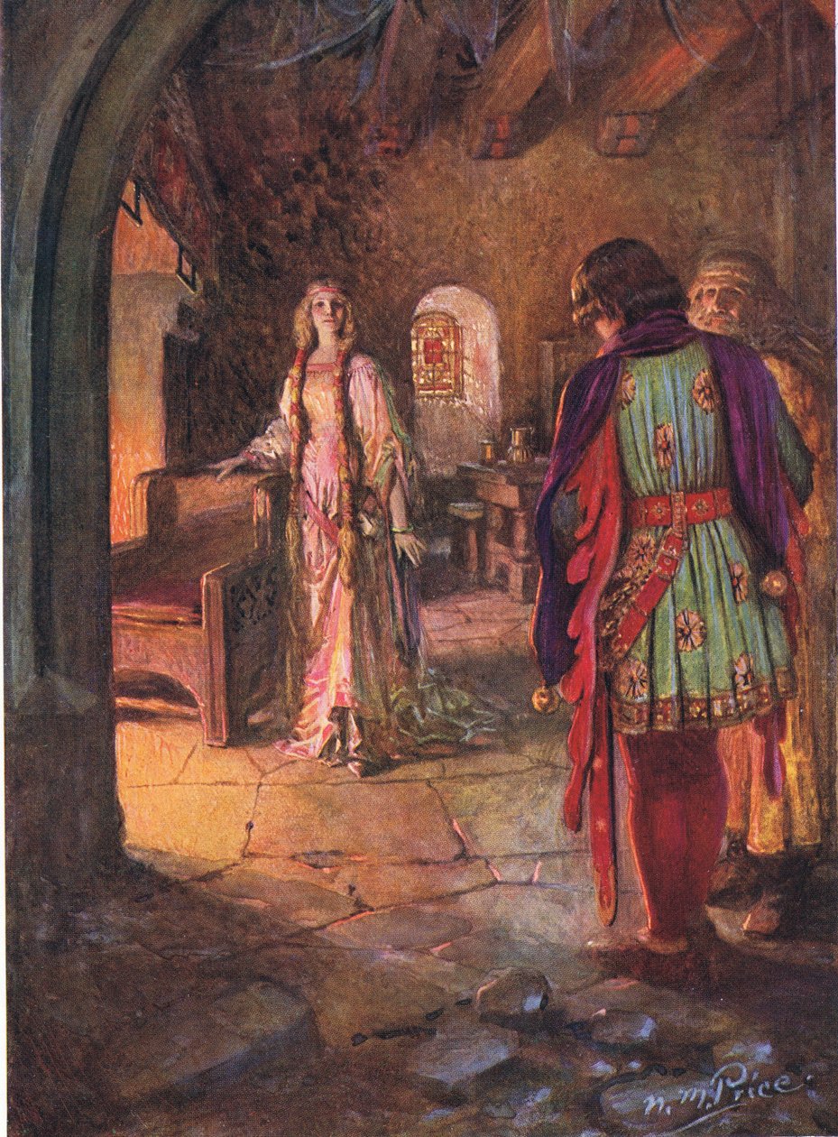 Geraint non aveva mai visto una dama così bella e dolce, illustrazione da 
