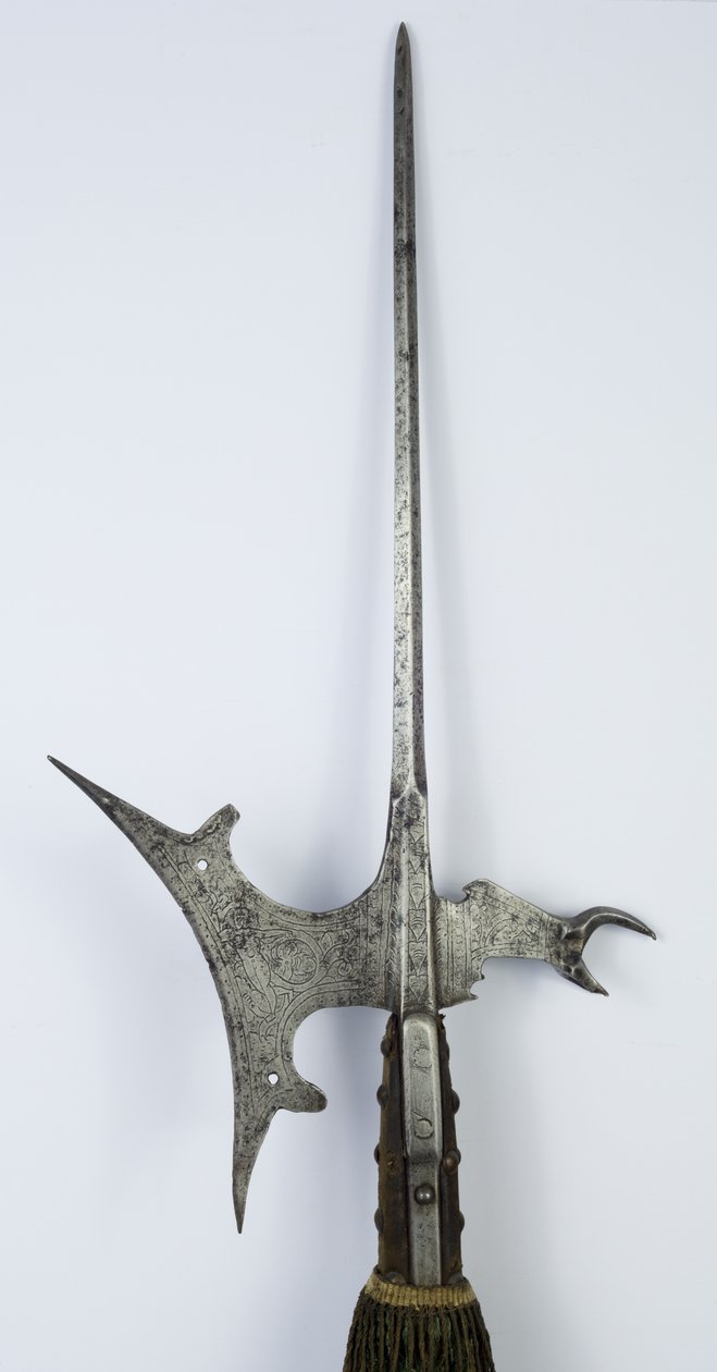 Alabarda con becco a forma di artiglio (ferro inciso e punzonato con legno restaurato, tessuto e ottone) da Northern Italian School