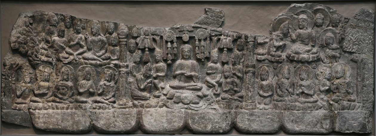 Scultura murale: Raduni Celesti di Buddha e Bodhisattva, Handan, Provincia di Hebei, 550-577 da Northern Qi Dynasty Chinese Scool