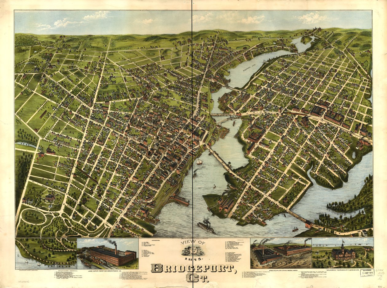 Vista di Bridgeport, Ct. 1875 da O.H. Bailey and Co. American Oleograph Co.