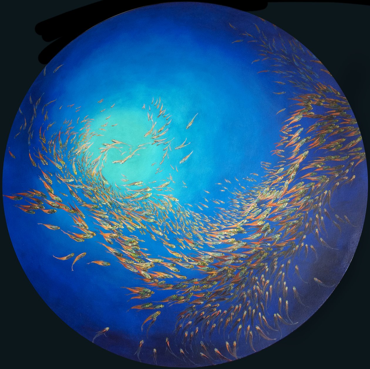 Pesce di vetro 3, 2012 (acrilico su lino in cornice a tulipano) da Odile Kidd