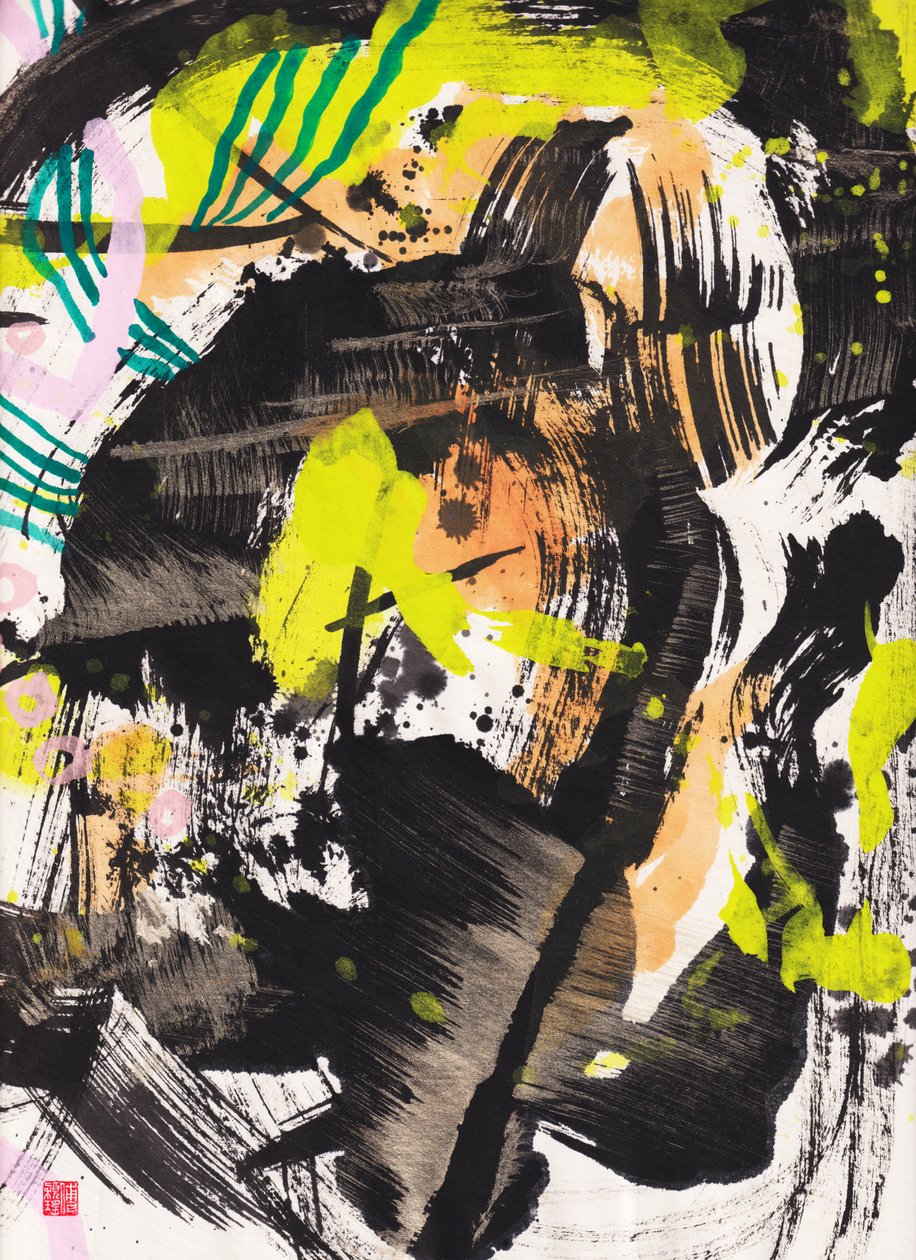 Zen Fire And Wind Ink Abstraction da Odilia W. Y. Fu
