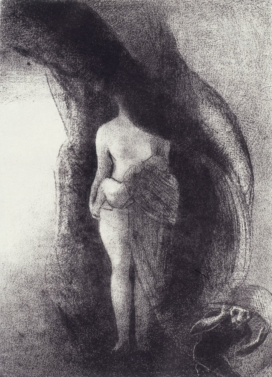 Io sono ancora la grande Iside! Nessuno ha mai sollevato il mio velo! La mia progenie è il sole! per La Tentation de Saint-Antoine, Tavola XVI da Odilon Redon